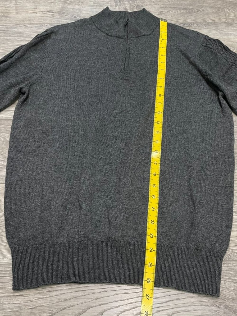 Au Noir Montreal Men's Merino Wool Blend Charcoal Grey Quarter Zip Sweater Size - Picture 9 of 9